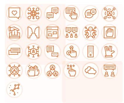 Interaction Essential Set including 25 Editable Regular Line High Resolution Icons vector