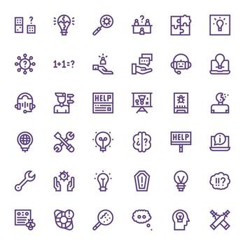 36 256x256 negrita línea íconos optimizado para problema resolviendo píxel alineado monitor vector