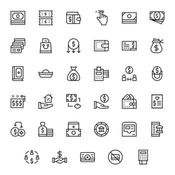 35 Regular Line Icons for Payment in crisp High Resolution Display Perfect resolution vector