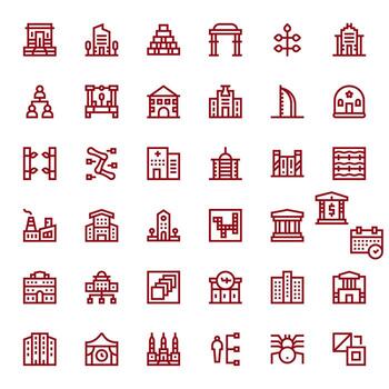 36 Icons for Structure optimized in PIXEL Perfect 256x256 Bold Line resolution vector