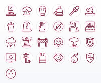 Regular Line Editable Icons from Warning Set with 25 Retina Ready Icons vector