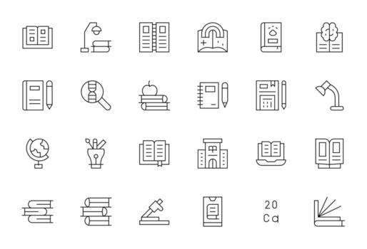 Study Design Icons featuring 24 Pixel Optimized Thin Line Style vector