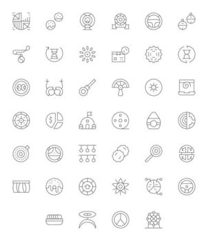 Circular Editable Set with 40 High Resolution Thin Line Icons vector