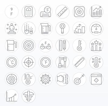 32 Thin Line Icons designed for Metric in 256x256 Display Perfect format vector