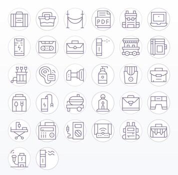 32 Thin Line Editable Vectors for Portable Theme