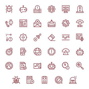35 Regular Line Grid Fitted Icons crafted for Error High Resolution applications vector