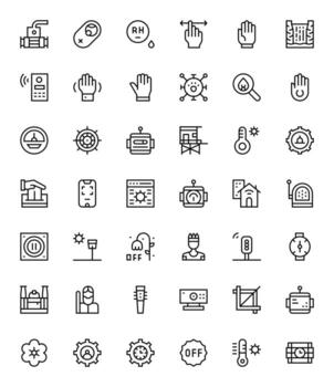 Control Scalable Set featuring 42 Pixel Optimized Regular Line 256x256 Icons vector