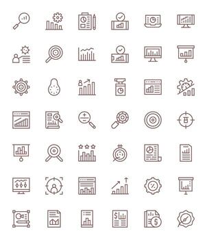 42 Metrics Display Perfect Icons in High Resolution Regular Line Aesthetic vector