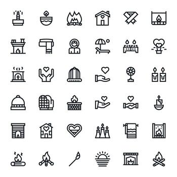 36 64x64 Bold Line Icons for Warmth with Pixel Optimized precision vector