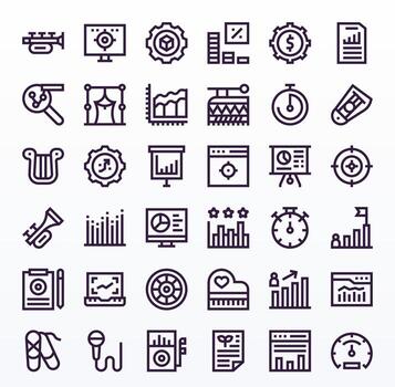 Performance Professional Set with 36 Bold Line Display Perfect 256x256 Icons vector
