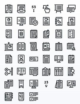 45 detalle mejorado íconos temática alrededor lista en 128x128 negrita línea formato vector