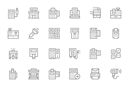 24 Icons for Scanner optimized in Display Perfect High Resolution Thin Line resolution vector
