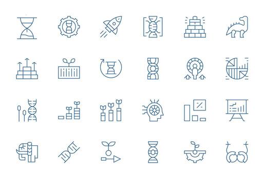 24 Retina Ready Icons for Evolution in Pixel Optimized Thin Line Format vector