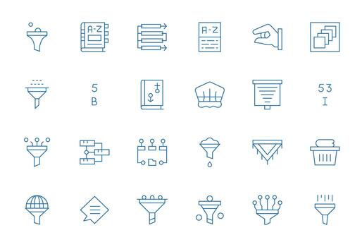 Sorting Complete Package with 24 64x64 Thin Line Detail Enhanced Icons vector