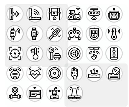 sensor icono arsenal con 28 64 x 64 negrita línea monitor Perfecto diseños vector