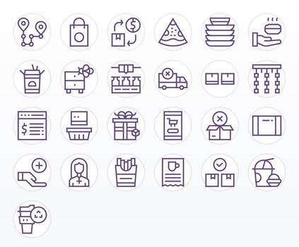 Order Scalable Set featuring 25 Grid Fitted Regular Line 256x256 Icons vector