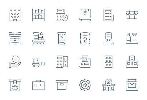 24 High Resolution PIXEL Perfect Icons for Inventory in Thin Line Theme vector