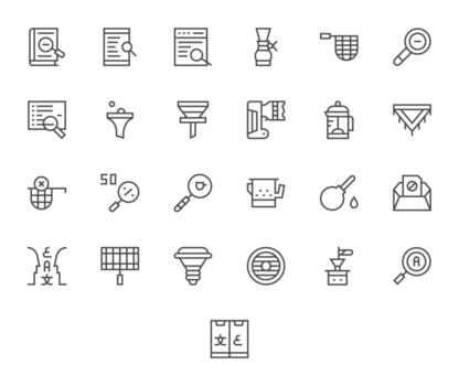 Filter Professional Set with 25 Regular Line Pixel Aligned 256x256 Icons vector