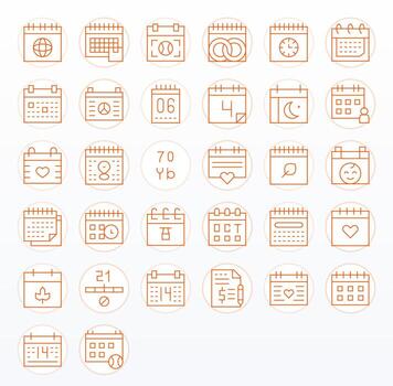 32 Retina Ready Icons for Date in Display Perfect Thin Line Format vector