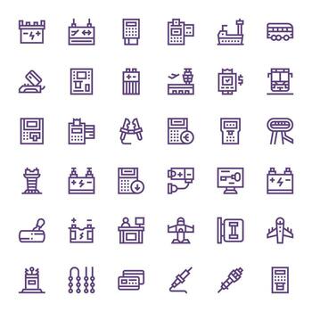 Terminal Pixel Aligned Set with 36 High Resolution Bold Line Icons vector