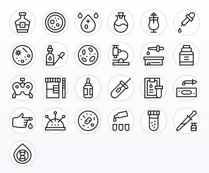 Sample High Resolution Icon Pack with 25 Regular Line Grid Fitted Elements vector