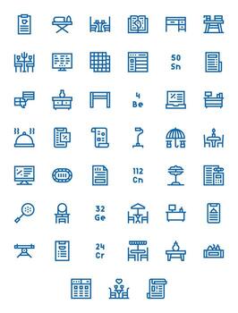 45 High Resolution Display Perfect Icons for Table in Bold Line Theme vector