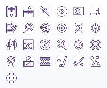 objetivo píxel optimizado conjunto con 25 64 x 64 regular línea íconos vector