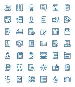 42 Records Grid Fitted Icons in 256x256 Regular Line Aesthetic vector