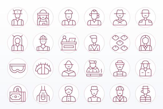 trabajador gráficos paquete incluso 24 Delgado línea alto resolución monitor Perfecto íconos vector