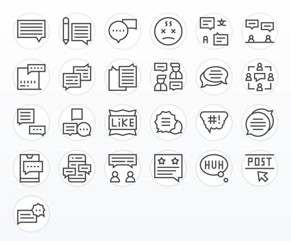 25 íconos para comentario optimizado en editable 256x256 regular línea resolución vector