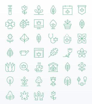 40 Thin Line Pixel Aligned Vectors for Leaf Theme