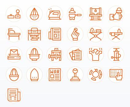 25 128x128 Icons for Press in Display Perfect Regular Line Format vector