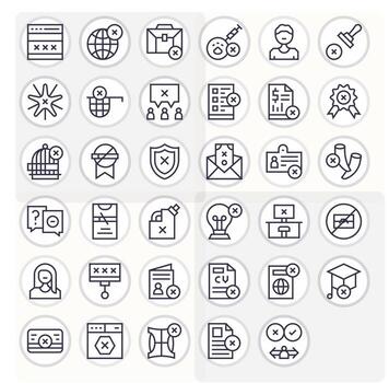 Denied Icon Library with 35 Regular Line High Resolution PIXEL Perfect Designs vector