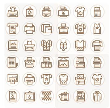Bold Line Pixel Optimized Icons from Print Set with 36 64x64 Icons vector