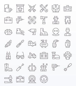 40 Thin Line Pixel Aligned Icons crafted for Mechanic 64x64 applications vector