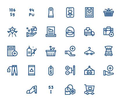 Item Scalable Set featuring 28 Detail Enhanced Bold Line High Resolution Icons vector
