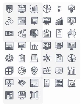 Data Visualization Comprehensive Bundle with 45 Display Perfect Bold Line 128x128 Icons vector