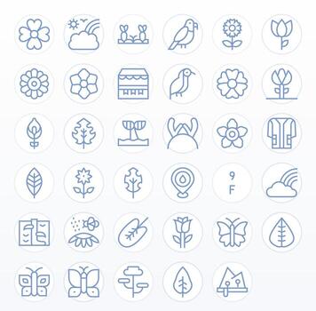 35 regular línea píxel alineado 256x256 íconos desde primavera suite vector