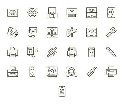 25 Regular Line Icons designed for Scan in 64x64 Pixel Optimized format vector