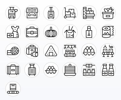 Regular Line Grid Fitted Icons from Packing Set with 25 128x128 Icons vector