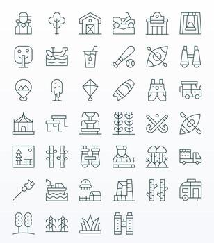 Outdoors Icon Toolkit featuring 40 Pixel Optimized 256x256 Thin Line elements vector