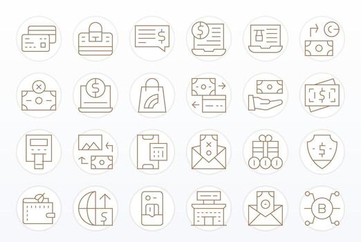 24 256x256 Thin Line Icons for Digital Payment with Display Perfect precision vector