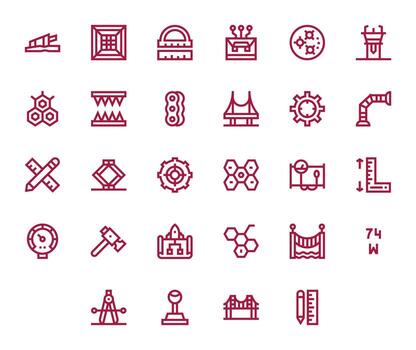 Engineering Icon Repository containing 28 Bold Line 64x64 Grid Fitted graphics vector