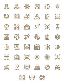 Relationship Icon Toolkit featuring 45 Display Perfect Retina Ready Bold Line elements vector