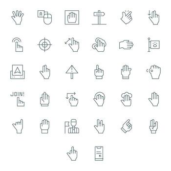 Thin Line Pixel Aligned Icons from Pointer Set with 32 128x128 Icons vector