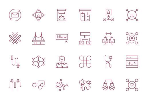 24 Delgado línea íconos para enlace en crujiente alto resolución píxel Perfecto resolución vector