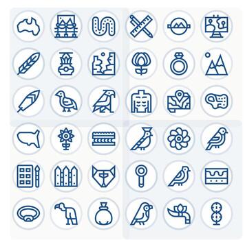 36 íconos para contorno presentando retina Listo píxel optimizado negrita línea gráficos vector