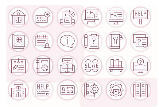 24 Thin Line Grid Fitted Icons crafted for Documentation 256x256 applications vector