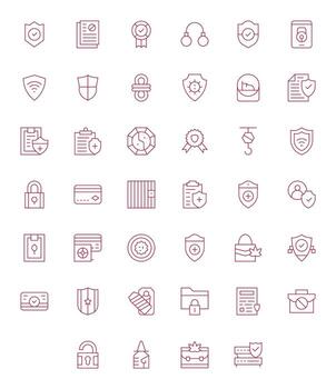 40 Detail Enhanced Thin Line Icons from Secure Collection vector