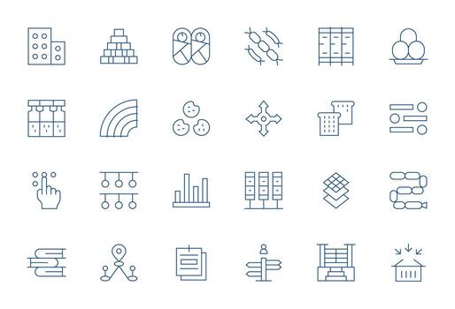 24 Multiple Grid Fitted Icons in 256x256 Thin Line Aesthetic vector